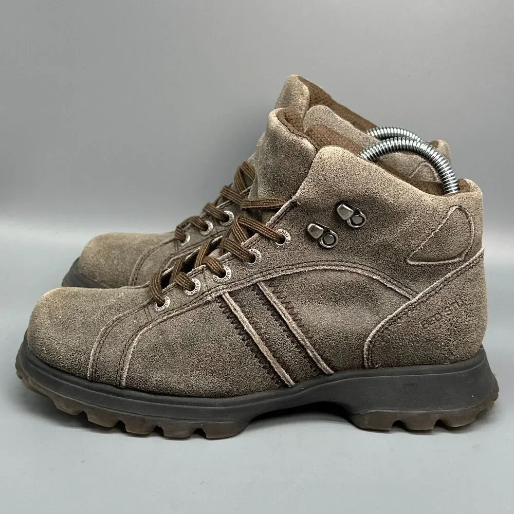 BED STU Mens 8 Brown Suede Leather Hiking Boots Lace-Up Round Toe Ankle Casual
